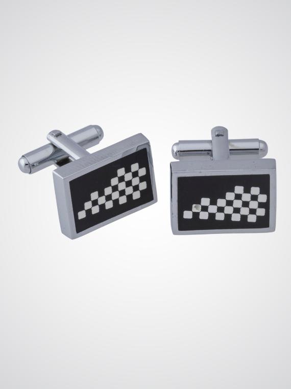 Silver cut men's cufflinks for man