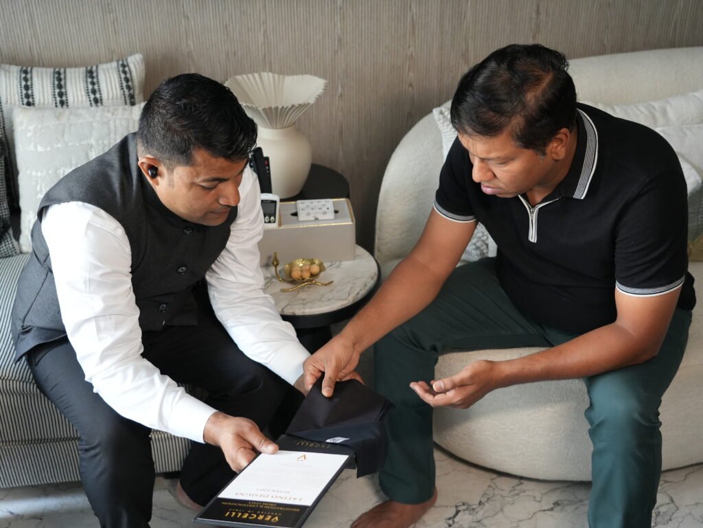 tailor at doorstep